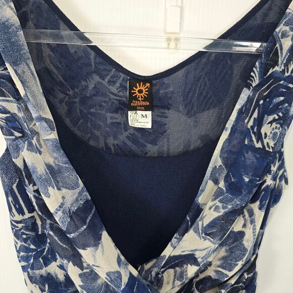 Jean Paul Gaultier Soleil Mesh Ruched Floral Bodycon Dress Blue White Y2K Size M - Picture 7 of 8